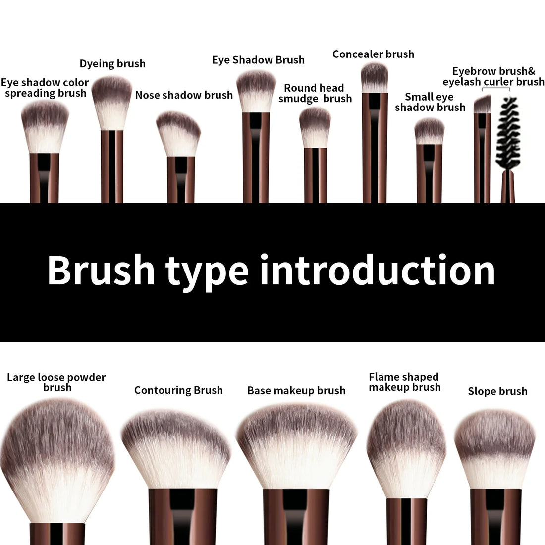 13PCS Makeup Brush Set Foundation Concealer Powder Eyeshadow Blush Brush Kabuki Blending Cosmetic Beauty Tool for Face
